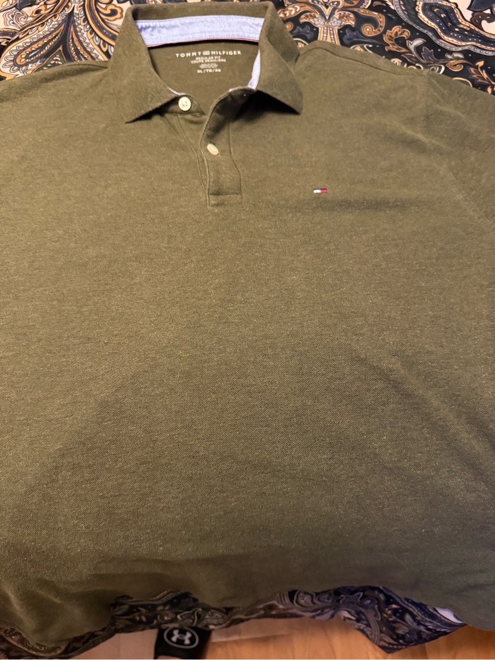 Tommy Hilfiger Olive Green Polo with Chest Flag Logo